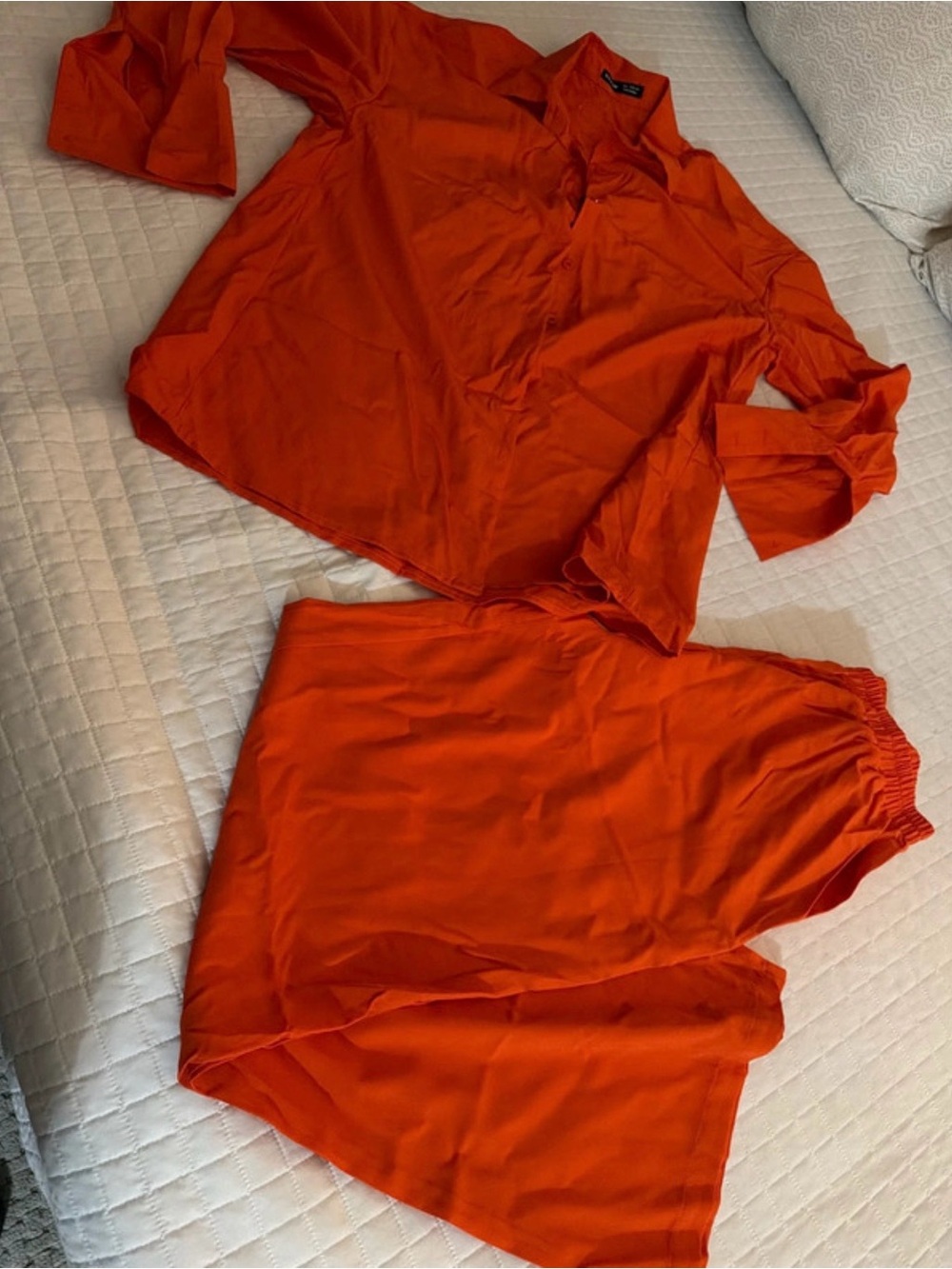 SHEIN Bright Orange Women's Two-Piece Jumpsuit Set